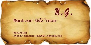 Mentzer Günter névjegykártya